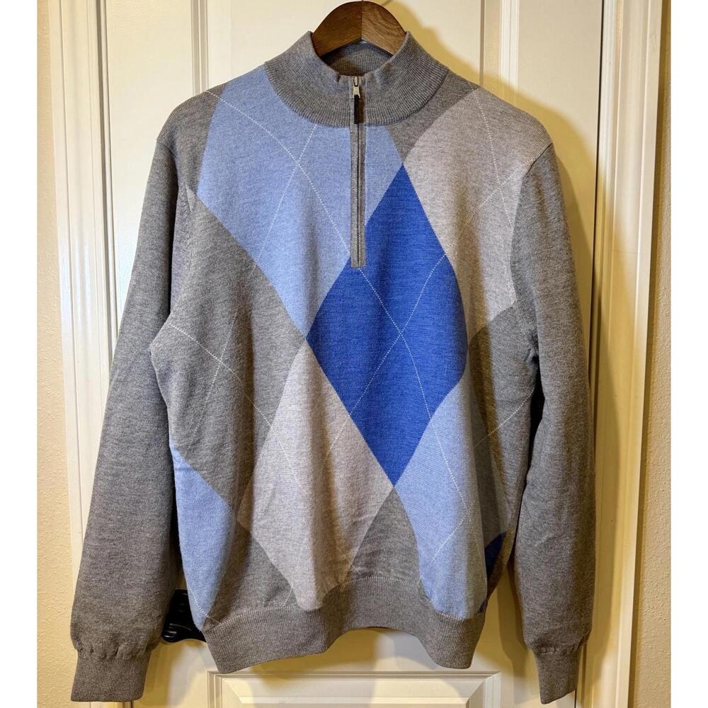 Fairway & Greene Baruffa Merino‎ Wool 1/4 Zip Windsweater Men's L Fully Lined